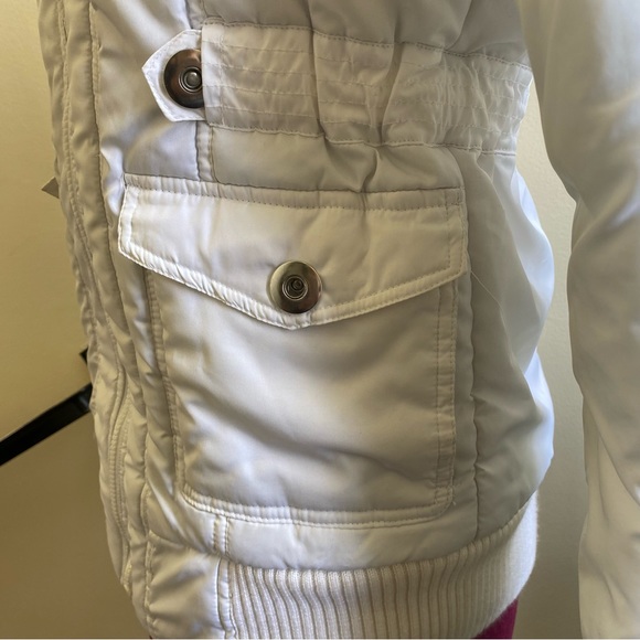 Dollhouse White Faux Fur Hood Belted Puffer Coat. Small. - Picture 8 of 13